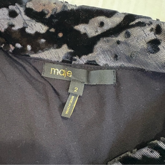 Maje Douce Silk Blend Velvet Shimmer One Shoulder Velvet Burnout Dress Small - Picture 15 of 16